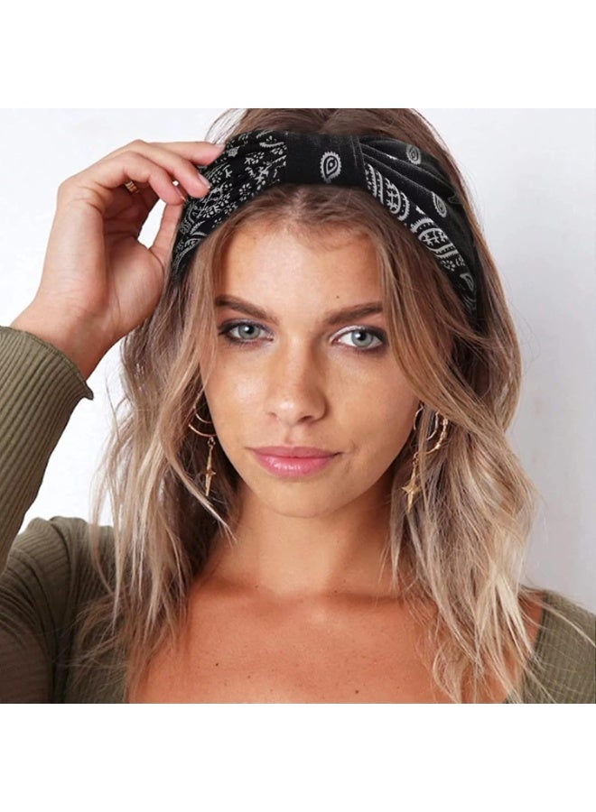 CLENEA Wide Headbands for Women Knotted No Slip Head Bands Soft Turban Headband Hair Accessories Boho African Solid Color Head Wraps for Women Yoga Workout Pack of 6(Boho) - Image 5
